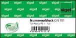 Sigel nummernblok 1-100, 105 x 50 mm, 100 vel
