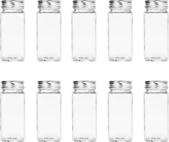 Krumble Kruidenpotten set van 10 - Glas - 120 ml - Met deksel
