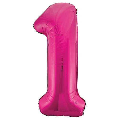 Unique Party Gigantische folieballon - 86 cm - Roze - Cijfer 1