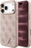 Guess hoesje - Geschikt voor iPhone 17 Pro Max en geschikt voor iPhone 18 Pro Max - Geschikt voor MagSafe - Kunstleer - Roze