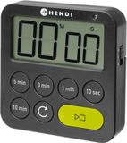 HENDI Multifunctionele keukentimer – 3 alarmmodi – magnetisch – zwart – 88 mm