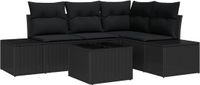 vidaXL Tuinbank Set met Opslag Zwart Poly Rattan