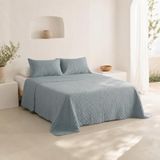GAMUSI Nara Sprei - Gewatteerd - Superzacht - 180 x 270 cm + 2 Kussenslopen - Blauw
