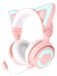 YOWU Casque-oreilles de chat RGB 4GS Casque de jeu sans fil et filaire amélioré avec microphone HD amovible, suppression active du bruit (rose)