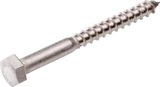 Hoenderdaal Fasteners Hoenderdaal Houtdraadbout 6x35 RVS A2 DIN 571 (200 stuks)