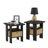 Furinno Andrey Bijzettafel, nachtkastje met lade, espresso/bruin, set van 2