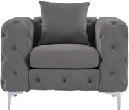 Vente-unique Chesterfield-fauteuil van antracietgrijs velours EDWINA