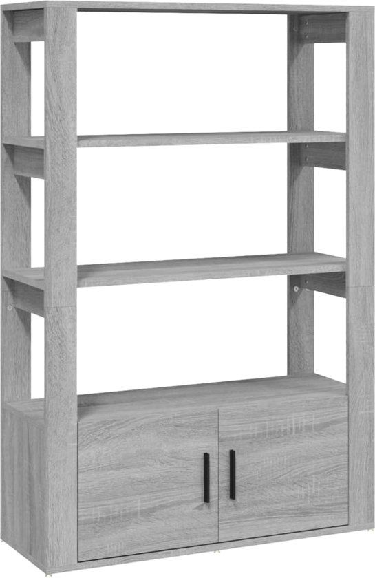 vidaXL Dressoir 80x30x119,5 cm Bewerkt Hout Grijs Sonoma Eikenkleurig