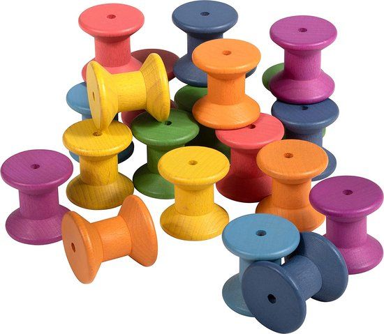 TickiT RAINBOW WOODEN SPOOLS - Pack of 21 - Multi colour - Wooden - 3+ years