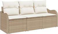 vidaXL Tuinbank Set Beige Polyrattan