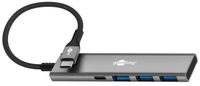 Goobay USB hub (USB-C) | 3x USB-A + 1x USB-C | USB3.0 5 Gbps | aluminium | 0,10 meter