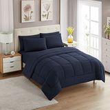 Sweet Home Collection Ultra Soft Down Alternatieve Set & Luxe Lakens, Polyester, Navy, Twin