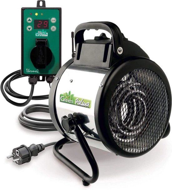 Merkloos Elektrische ventilatorkachel IPX4 - Voor kassen en vochtige ruimtes - 2000 W - Zwart