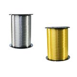 Clairefontaine 601776AMZC - Set van 2 Rollen Glad Bolduc Lint - 500mx0,7cm - Goud/Zilver