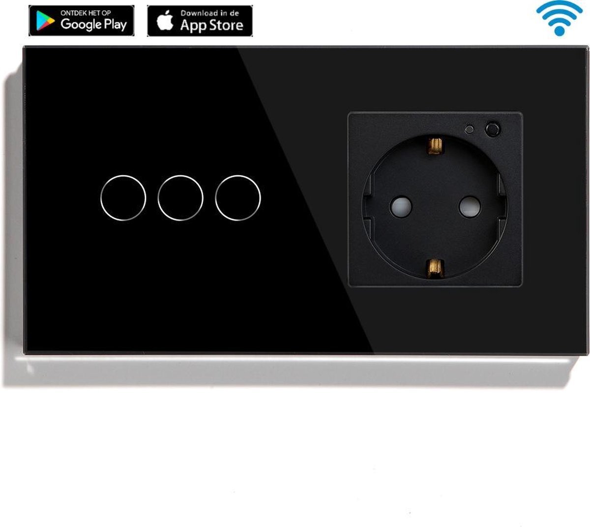 Smart Life SmartinHuis - Slimme serieschakelaar met stopcontact - Wifi - Zwart