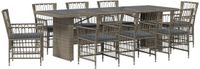 vidaXL - Buiten - Eettafel - Set - 9 - st - Grijs - poly - rattan