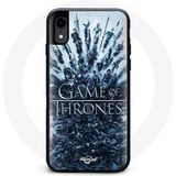 Maniacase Hoesje voor iPhone XR Game of Thrones seizoen 8 Aflevering 1 The Iron Throne Characters logo Grijs