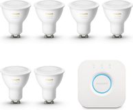 Philips Hue Starterspakket - GU10 - met 6 Spotjes - Warm tot Koelwit Licht - Incl. 1 Hue Bridge - Hue White Ambiance