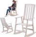 KADAX Houten schommelstoel Crenay wit