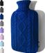 Qomcomfor - Bouillotte avec housse tricotée - 1,8 litre - Bleu foncé