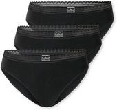 SCHIESSER Rio-slip Dames Zwart Effen Katoen Elastaan 3 Stuks Maat 48