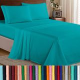 Elegant Comfort Luxe 1500 microvezel 4-delige lakenset van premium hotelkwaliteit - kreukbestendig, elastisch hoeslaken, diepe zak tot 40,6 cm, twin/twin XL, turquoise