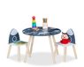 Merkloos Relaxdays Kindertafel met 2 stoelen, Space Dino, houten poten, speeltafel voor meisjes, jongens, kinderkamer, meerkleurig