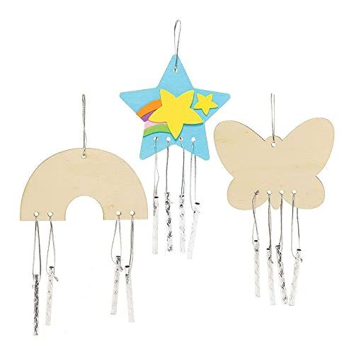 Baker Ross Wooden Wind Chimes - Set of 4, Musical Craft Kit for Kids