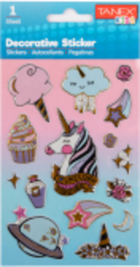 Diversen Tanex Puffy & Decoratie stickers Eenhoorn (1 vel)