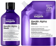 L'Oréal Professionnel Keratin Alpha Sleek Shampoo Refill Set - 300+500ml