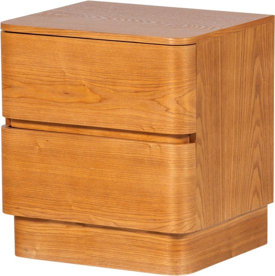 WOOOD Fejo Nachtkastje Met Lades - MDF - Bruin - 43x40x34 cm