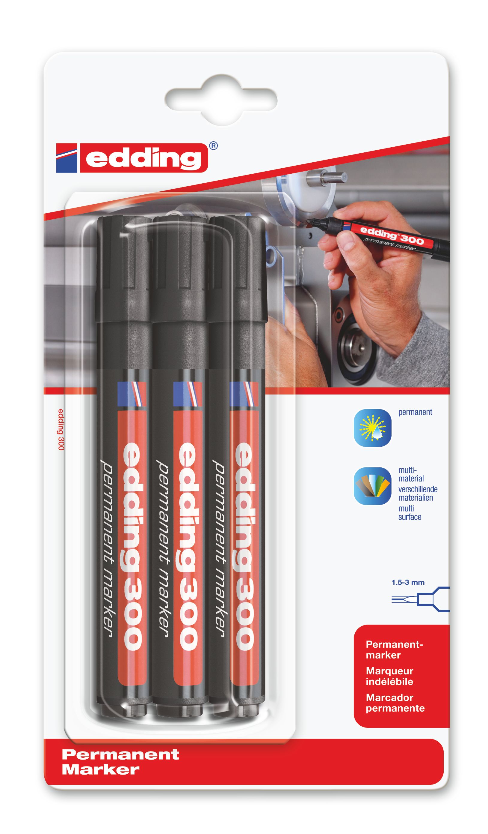 Edding 300 - Permanente marker - Multi - 3 stuks