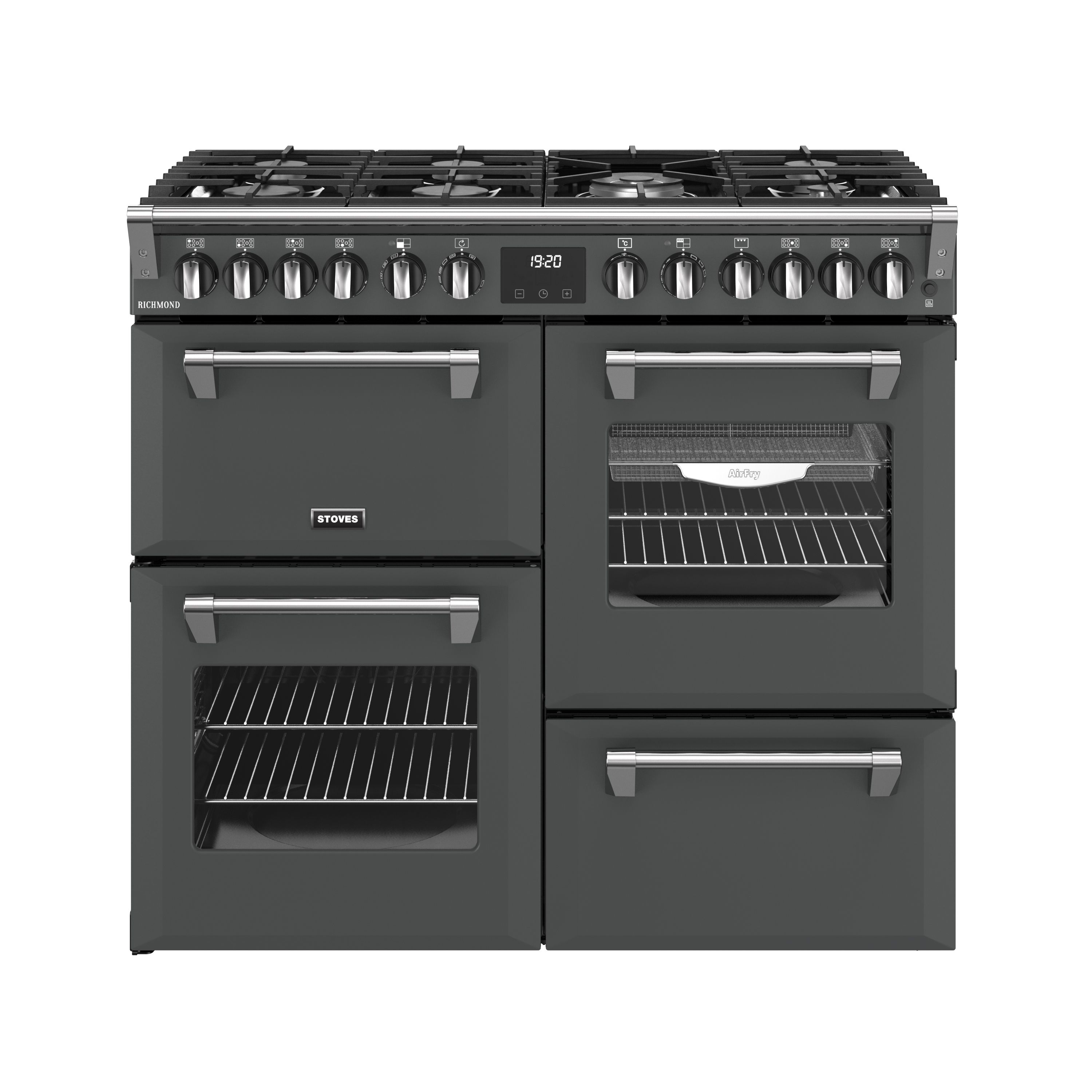 Stoves 444411855 Range Cooker - Anthracite - Gas Hob - 7 Zones - 4 Ovens