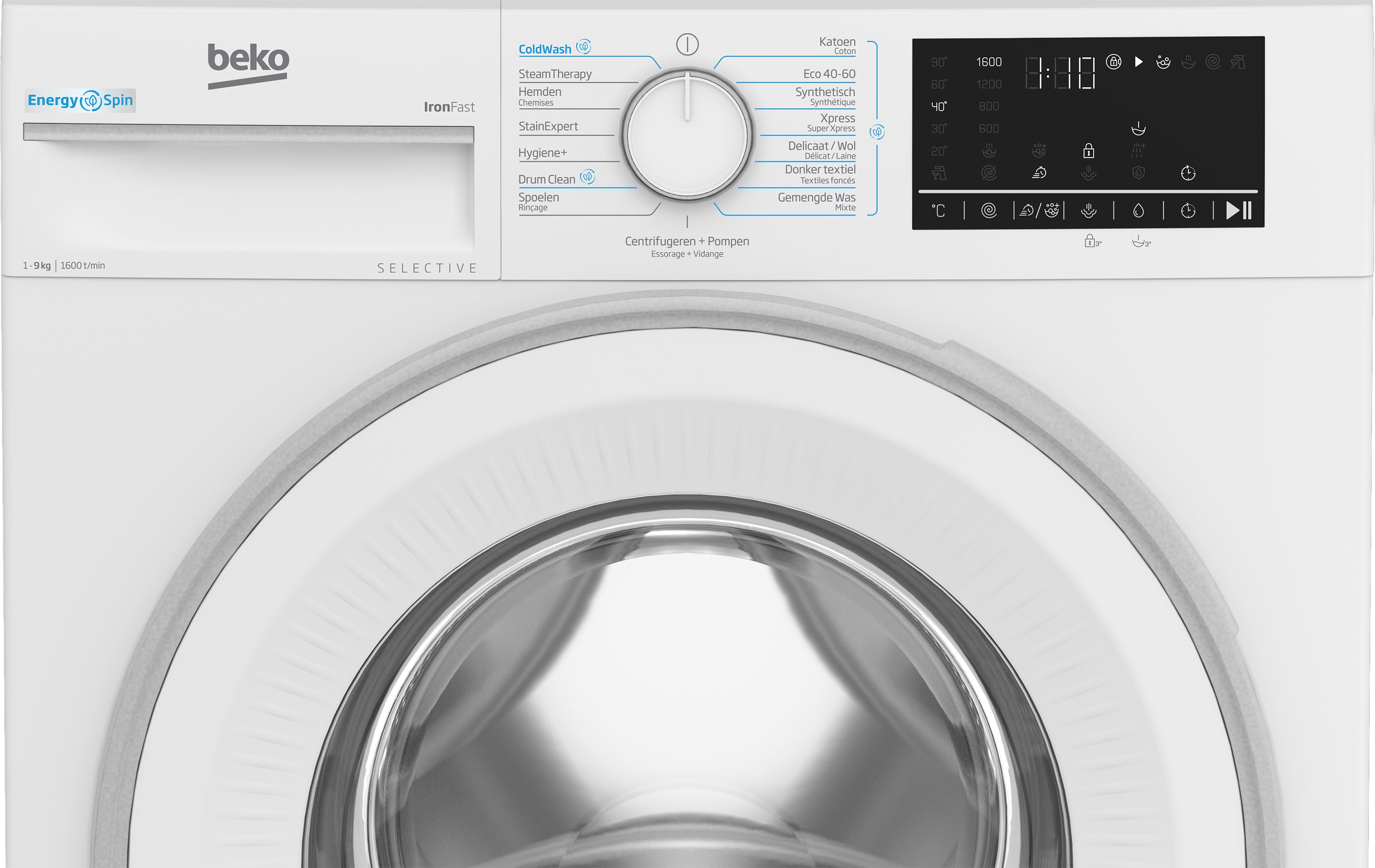 Beko B300 B3WM49610W2 - Wasmachine - 9 kg - 1600 RPM - Wit