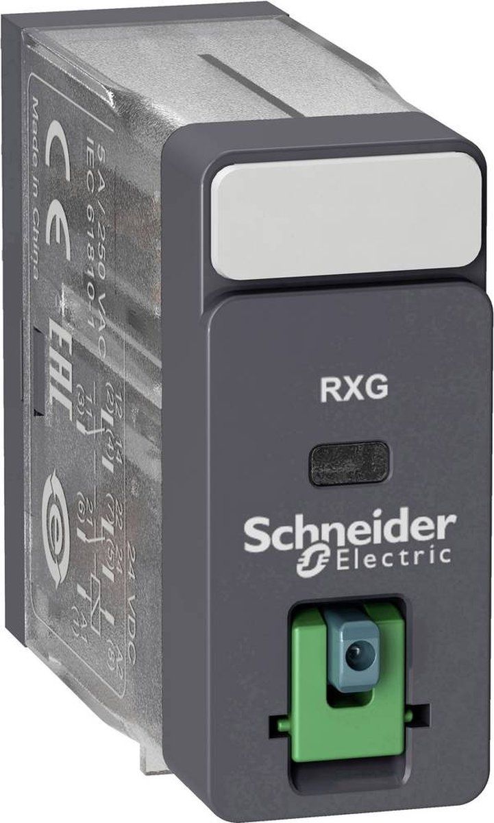 Schneider RXG21BD steek. Interface-relais Rxg, 2 W, 5 A, 24 VDC, zonder LED, met testknop