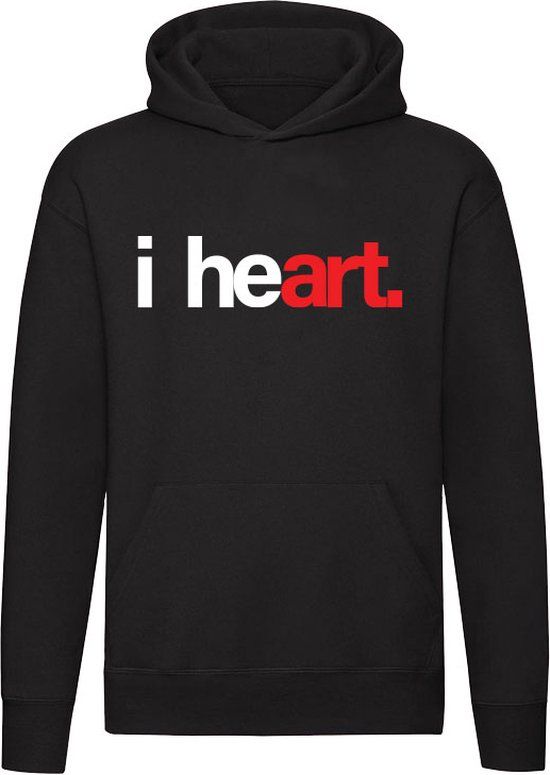 I heart Hoodie - Zwart - Unisex - Maat L