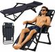 Fauteuil de jardin et de plage pliable avec repose-pieds réglable et coussin, noir