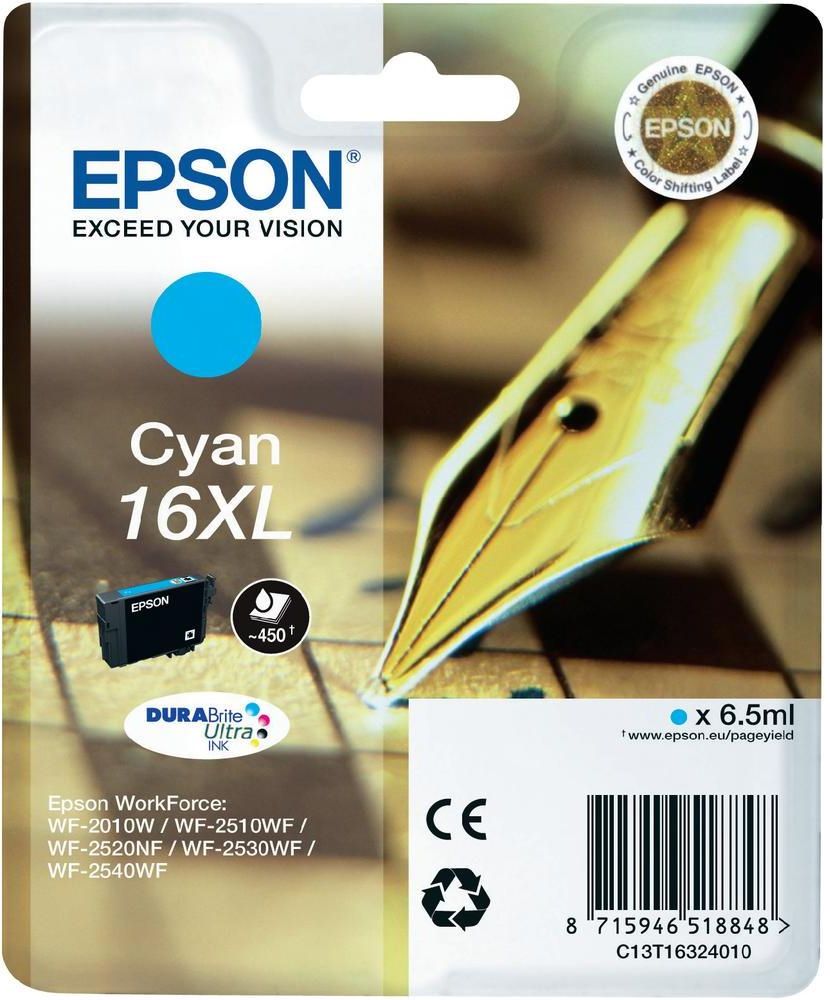 Epson 16XL Cyaan inktcartridge - 6 ml - voor Epson WF-2010W/WF-2510WF/WF-2520NF/WF-2530WF/WF-2540WF
