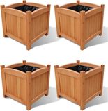 vidaXL Verhoogde plantenbakken - 4 stuks - 30x30x30 cm - Hout - Bruin