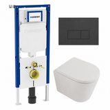 Geberit QeramiQ Dely Toiletset - 36.3x51.7cm - Diepspoel - Rimless - Geberit UP720 Inbouwreservoir - Softclose Toilet Zitting - Mat Antraciet Bedieningsplaat
