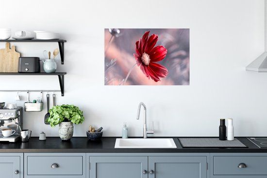 PosterMonkey Poster Bloemen - Rood - Natuur - Planten - 90x60 cm