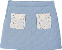 Vertbaudet Rok van gewatteerd denim voor meisjes met zakken en bloemenprint