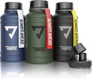 ABOVE. 1.3L Waterfles van Roestvrij Staal I Extra Drinkdop I 100% BPA Vrij I Robuust & Lekvrij Drinkfles voor Fitness, Sport & Outdoor | Sportfles, Waterfles (Olijf - 1.3 L)