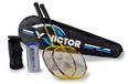 VICTOR Badmintonset, 2 x AL-2200, racketbag, 3 x nylon bal, geel/zilver/rood