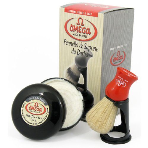 Omega Brocha de Afeitar Pelo Cerda & Bol Crema Afeitar 150gr