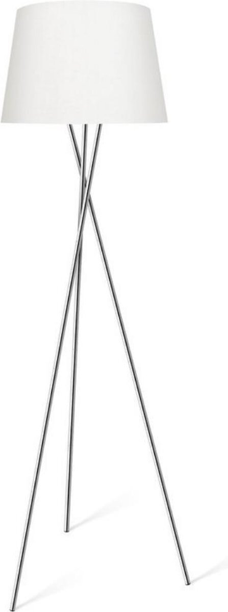 Proventa TriPod Vloerlamp voor woonkamer & Slaapkamer - Ø 45 cm - Wit & chroom - 164 cm