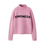 NAME IT KIDS rechtvallende gebreide trui met tekst en wol - roze