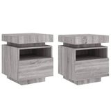 VidaXL Nachtkastjes met LED 2 stuks 40x39x48,5 cm Grijs Sonoma Eiken