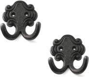Merkloos Kapstokhaak - 3x - zamac - zwart - dubbele haak - jashaken - 6,7x5,2 cm - luxe
