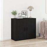 vidaXL Dressoir Zwart Eiken 80 x 33 x 70 cm Bewerkt hout